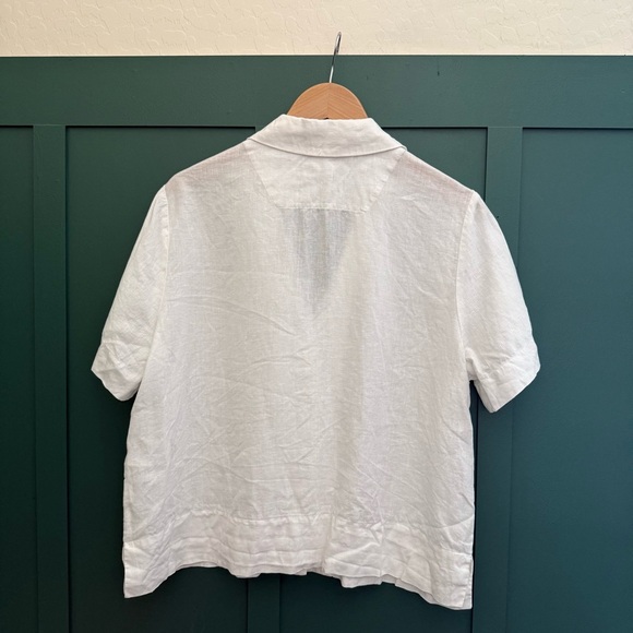 Quince 100% European Linen Short Sleeve Shirt in White - Picture 8 of 9